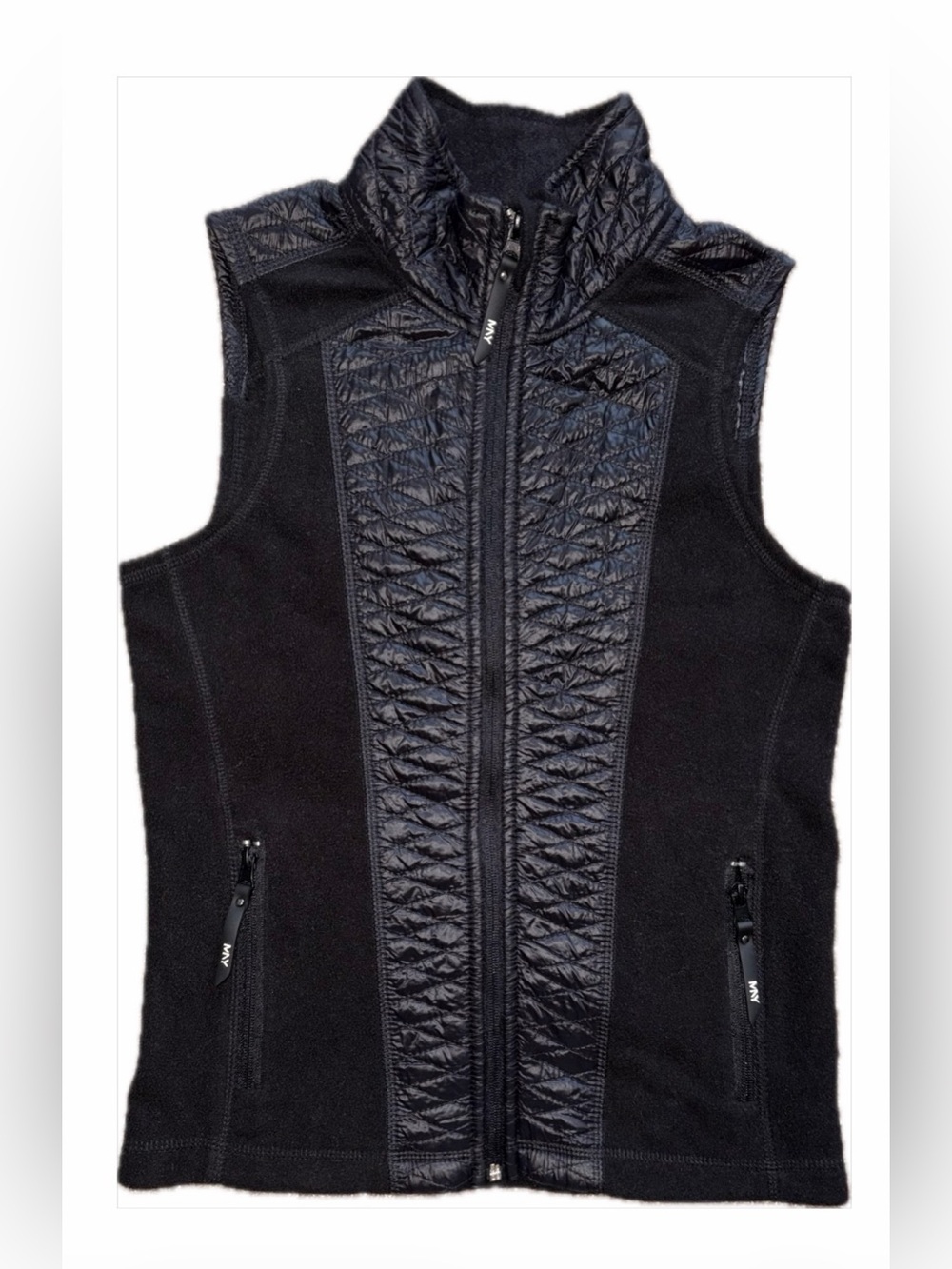 NWOT Marc New York Black Quilted-Panel Fleece Vest